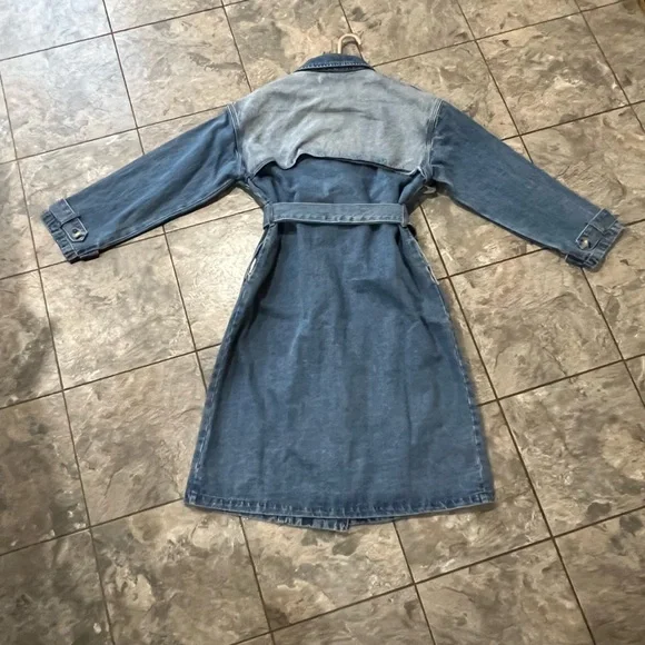 Veveret Belted Denim Trench Coat Size M - Picture 6 of 9